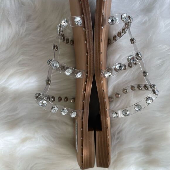 Steve Madden Lynda clear crystal straps sandals slip on square toe size 9M - Picture 9 of 13